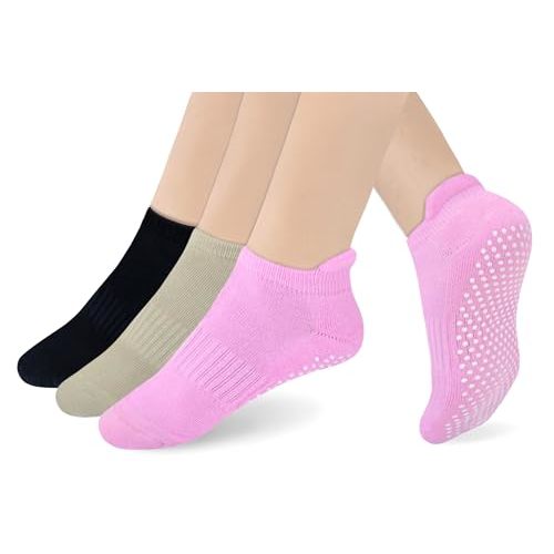 RATIVE Anti Slip Non Skid Barre Yoga Hospital Pilates Socks with Grips for Women Men