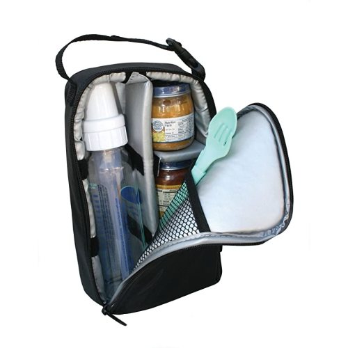 J.L. Childress Pack 'N Protect, Insulated Cooler Bag for Glass Baby Bottles and Food Containers, Portable Travel and On-The-Go Protection, Black