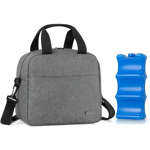 Teamoy Breastmilk Cooler Bag with Ice Pack, Travel Baby Bottle Carrier Tote Bag Fits Up to 6 Large 9 Ounce Bottles, Gray