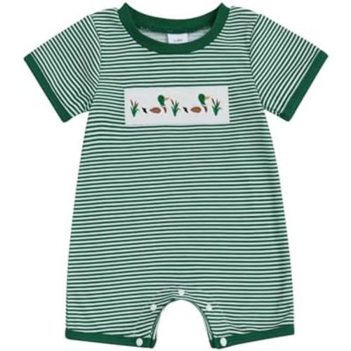 Newborn Baby Boy Girl Mallard Duck Outfits Romper Short Sleeve Duck One Piece Jumpsuit Overalls Hunting Baby Clothes