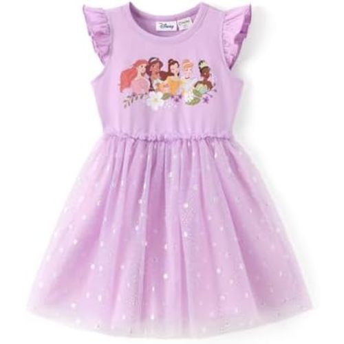 Disney Princess Frozen Elsa Minnie Stitch Toddler Girl Tulle Tutu Dress Ruffle Sleeve Mesh Summer Birthday Party Clothes 2-9Y