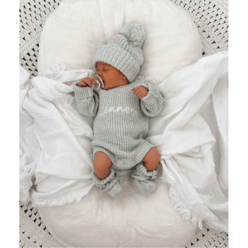 CHUNKY TEXTURED KNIT ROMPER | SEA MIST