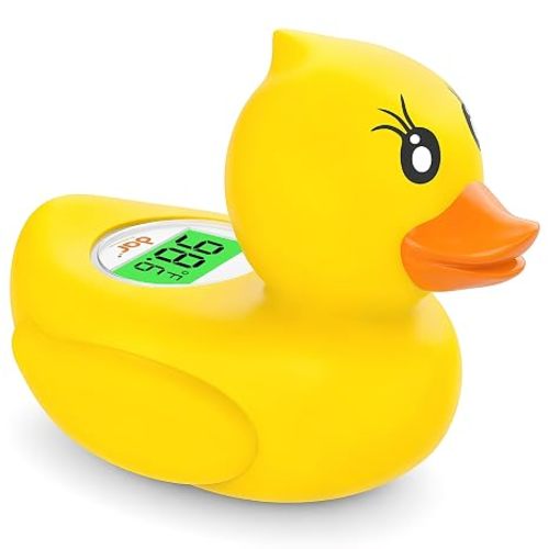 DAR DAROUXIAO Baby Bath Thermometer for Infants & Todlers, Floating Duck Water Thermometer with Instant Temperature Reading,3-Color LED Safety Alert,Large LCD Display, BPA-Free Bathtub Toy Auto On/Off