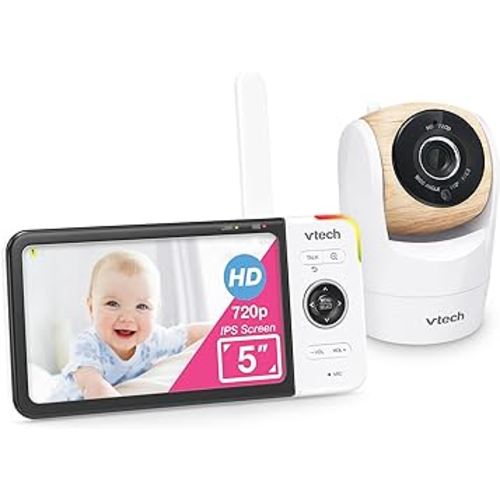 VTech VM928HD 5” 720p HD Display, Super 110 Wide Angle View Baby Monitor, Remote Pan-Tilt-Zoom,Night Vision, Up to 1000ft Range, Temperature Sensor, 9 Soothing Sounds & Lullabies,2-way Talk, No WiFi