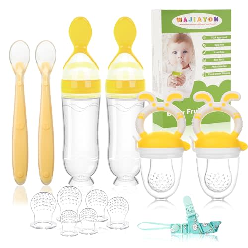 WAJIAYON Easter Bunny Baby Fruit Feeder Pacifier | Infant Fruit Food Feeder Pacifier & Food Dispensing Spoon | Fresh Fruit Teethers for Babies | Silicone Feeder Baby,Gifts for Boys and Girls-Rabbit