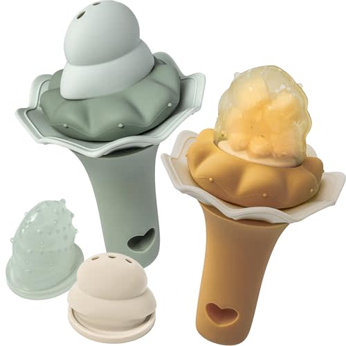 Moonkie Baby Fruit Feeder| BPA Free Silicone Infant Food Feeder | Two Sizes Pouches and Breastmilk Popsicle Molds for Cooling Relief | Baby Shower Gifts 4 Months+, 2 Pack