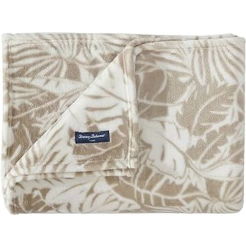 Tommy Bahama - Throw Blanket, Plush Fleece Bedding, Tropical Home Decor for Bed or Couch (Costa Blanca Beige, 50" x 70")
