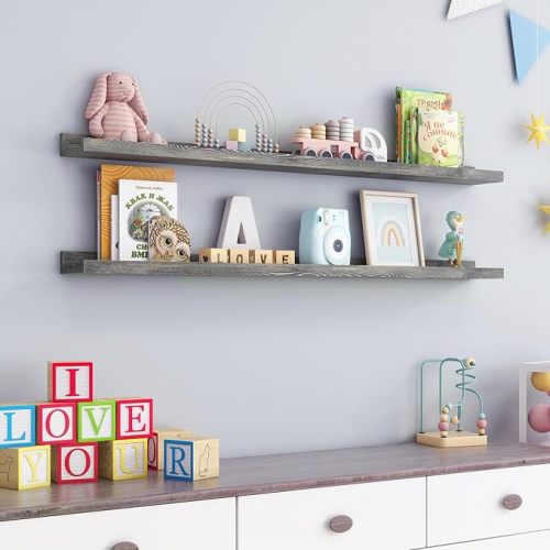 Floating Book Shelves 48 inch Gray
