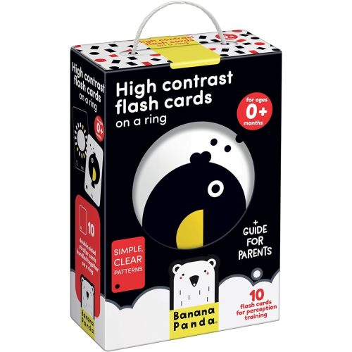 Banana Panda High-Contrast Baby Cards - 24 Illustrations on 12 Large 2-Sided Cards, Designed for Babies 0 Months and 3 Months +