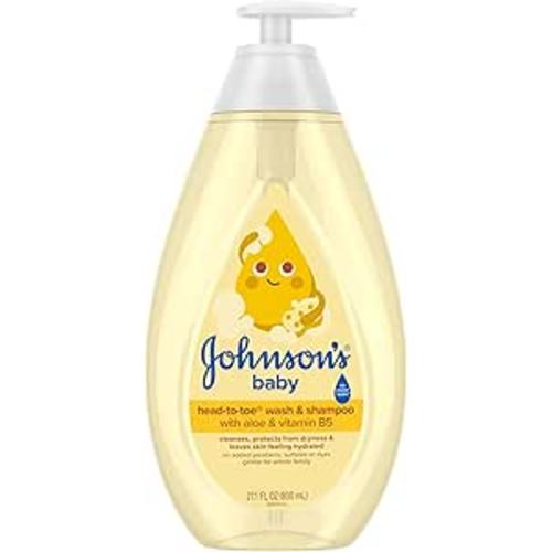 Johnson's Head-to-Toe Gentle Tear-Free Baby & Newborn Wash & Shampoo, Sulfate-, Paraben- Phthalate- & Dye-Free, Hypoallergenic Wash for Sensitive Skin & Hair, 27.1 fl. Oz