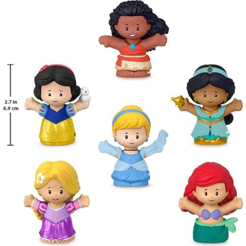 Fisher-Price Little People Toddler Toys Disney Princess Figure Pack, 6 Characters for Preschool Pretend Play Kids Ages 18 Months+