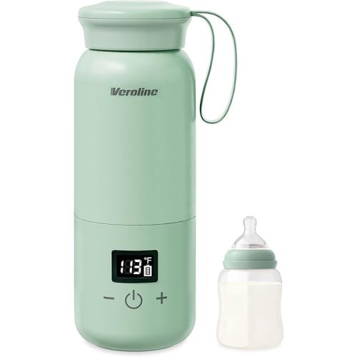 Portable Bottle Warmer for Travel, 10 Oz Baby Bottle Warmer with Adjustable Temp & Keep Warm for Formula, Breastmilk, Super Fast Charging & Cordless Milk Warmer, Rechargeable Water Warmer