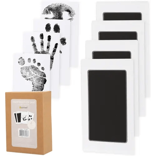 Pearhead 4-Pack Clean-Touch Ink Pad Kit, Mess-Free Inkless Hand and Footprint Kit, Baby Foot Printing Kit, Cat and Dog Paw Print Kit, Suitable for Babies and Pets