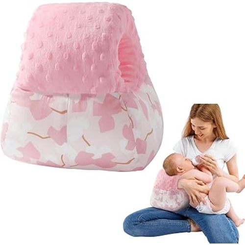 MABOZOO Breast Feeding Pillows for Babies, Baby Feeding Pillow Washable Cotton Nursing Arm Pillow for Breastfeeding Bottle Feeding (Pink Geometry)