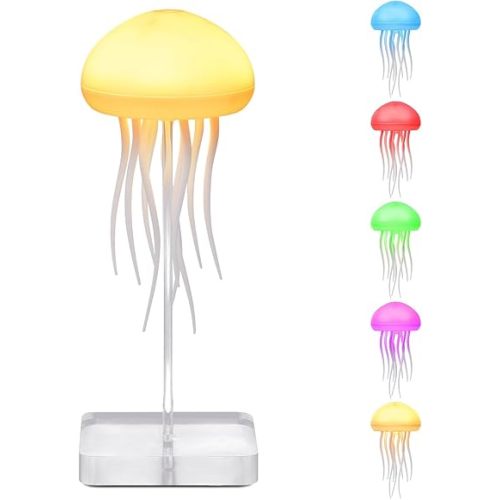 Jellyfish Lamp, Voice Control Jellyfish Lamp with Dancing Legs, RGB Gradient Jellyfish Bedside Lamp, Rechargeable Jellyfish Table Lamp with Touch Sensor, Christmas Gifts (Hanging + Base)