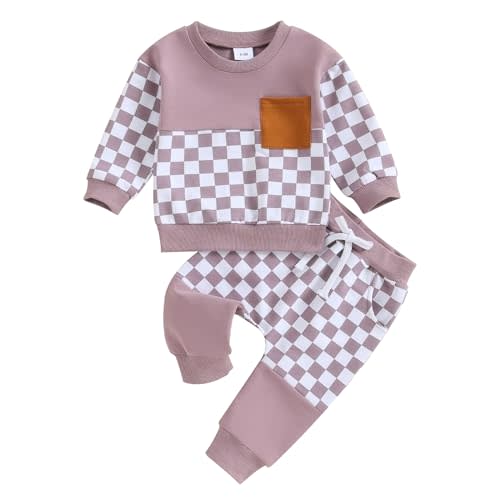 Fernvia Toddler Baby Girl Clothes 3 6 9 12 18 24 Months Fall Outfits Solid Long Sleeve Sweatshirt Tops + Pants Set