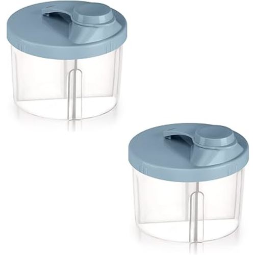 Accmor Baby Formula Dispenser On The Go, Non-Spill Rotating Four-Compartment Formula Container to Go, Milk Powder Kids Snack Container for Infant Toddler Travel Outdoor, Blue, 2 Pack