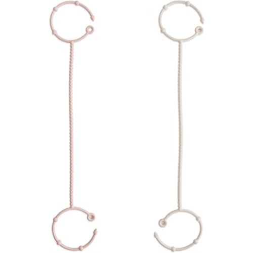 mushie Adjustable Silicone Toy Straps 2-Pack | Baby Accessories Holder for Travel, Stroller, High Chair (Blush/Shifting Sand)