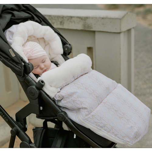 baby luno Nordic Footmuff Pram Liner - White Gold