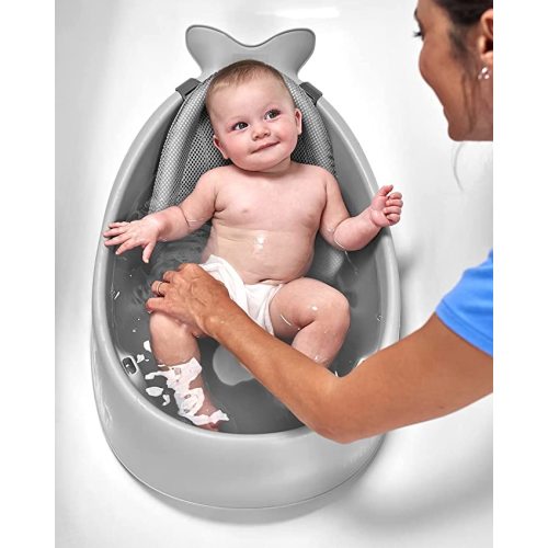 Skip Hop Baby Bath Tub, 3-Stage Smart Sling Tub, Moby, Grey - Grey Tub