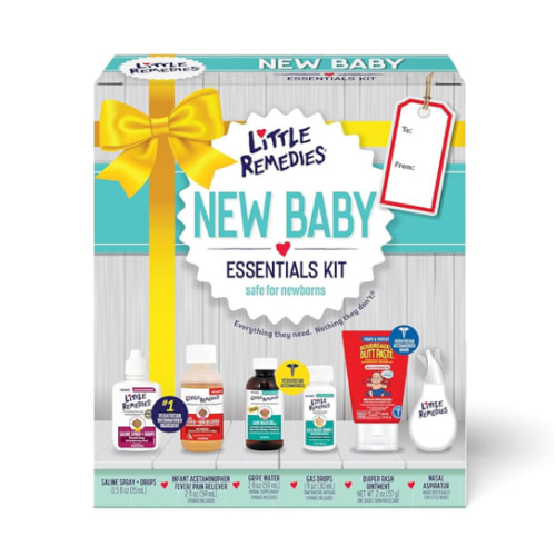 Little Remedies, New Baby Essentials Kit, 6 Newborn Essentials, Saline Nasal Spray, Gas Relief Drops, Gripe Water, Fever Reliever, & Diaper Ointment