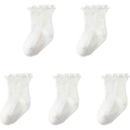 Meeshine Infant Baby Girls Boys Ruffle Socks Kids Frilly Turn Cuff Cotton Mesh Dress Ankle Socks for Toddler 0-5T