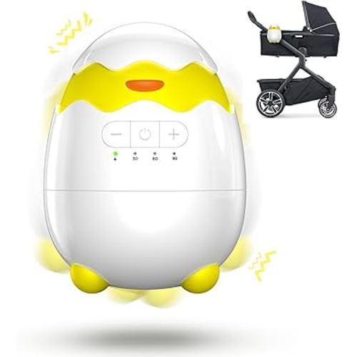 Rechargeable Baby Rocker for Strollers - 5 Vibration Speeds & 4 Timer Modes, Universal Portable Bouncer with Memory Function, Quiet Vibration Soother for Newborns to Toddlers & with 2 Brackets