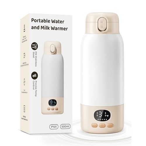 Lxlu Portable Bottle Warmer for Travel, 17 Ounces Milk Warmer for Baby Breastmilk with Fast Heating & Precise Temp Control, Bottle Warmer for Car, Outdoors