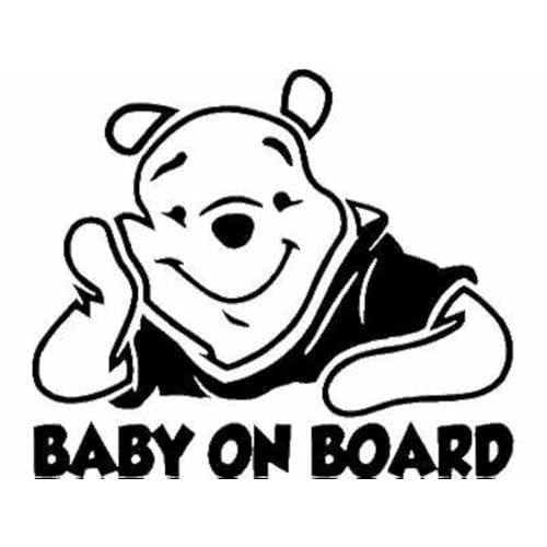Baby on Board Winnie De Pooh Baby Decal Sticker Vinyl for Car Windows (5.5" inches (Black))