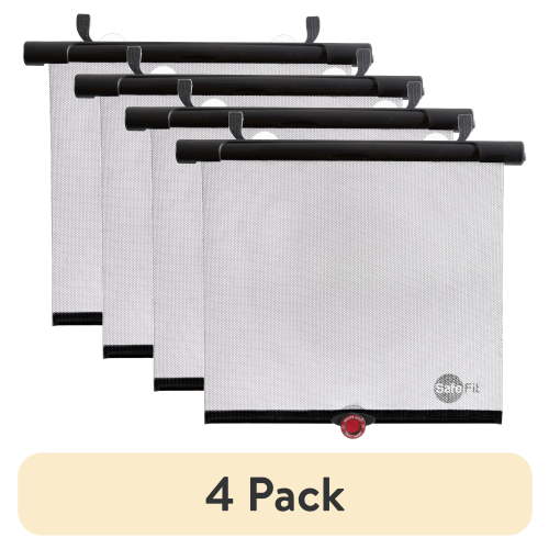 (4 pack) SafeFit® SafeTemp™ Xtra-Wide Universal Roller Infant Car Sunshade, Black, Unisex