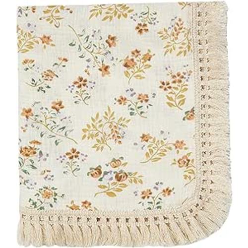 Amazon.com: insular Cotton Muslin Baby Blanket with Tassel, Boho Bohemian Muslin Swaddle Blanket Baby Receiving Blanket with Fringe, Nursery Decor Throw or Nursing Blankets, 47" x40”, Flower : Baby