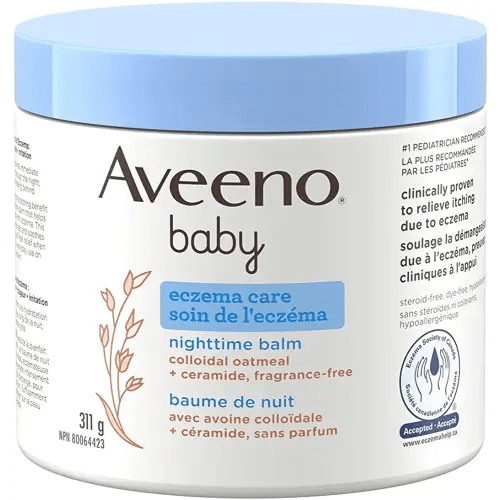 Aveeno Baby Eczema Care Nighttime Balm - With Soothing Colloidal Oat & Ceramide for Dry, Itchy Skin - Gentle Bedtime Eczema Care product Helps Strengthen Natural Moisture Barrier - Fragrance-Free 311g