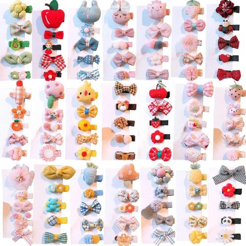 FZBNSRKO Hair Clips for Girls,30pcs Cute Barrettes Clips Cute Fully Ribbon Lined Baby Hair Clips Flower and Fruit,Rainbow Hairpin Set Colorful Toddler Hair Accessories(Random Color)