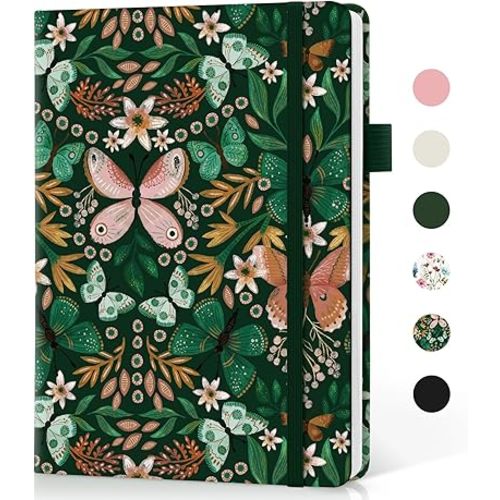 Lined Journal Notebook for Women & Men, Hardcover Leather Journal for writing, A5 College Ruled Notebook for Work & Note Taking, Perfect for Office School Home Supplies, 160 Pages, Butterfly