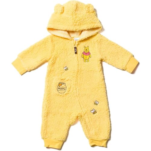 Disney Winnie the Pooh Mickey Mouse Lilo & Stitch Jack Skellington Monsters Inc Baby Zip Up Coverall Newborn to Infant Sizes - 6-9 Months - Yellow
