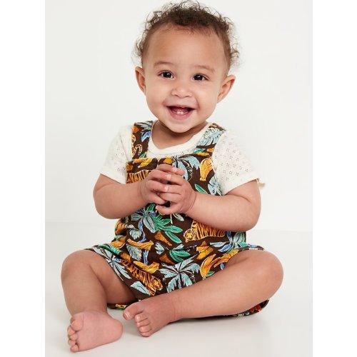 Printed Linen-Blend Shortall Romper for Baby