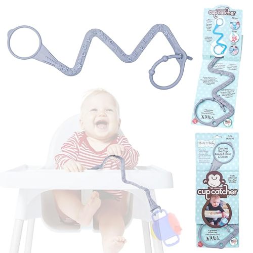 Sippy Cup Catcher Tether - Patented Safety Tether Attachment for Sippy Cups, Bottles, Toys and Pacifiers, Ideal for Fastening Items to Strollers, High Chairs, Car Seats and more (Lavender)