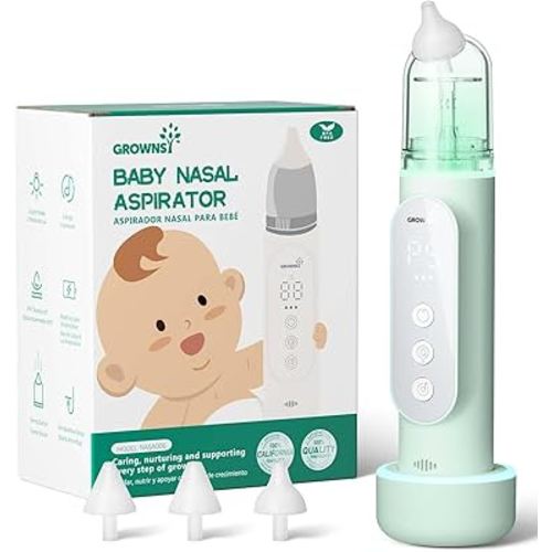 GROWNSY Nasal Aspirator for Baby, Upgraded 5 Suction Levels Baby Nose Sucker, IPX7 Waterproof Electric Nose Suction for Baby, Booger Sucker for Toddlers with Music & Light Functions (Green)