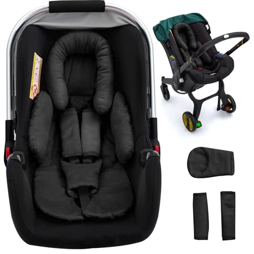 Newborn Car Seat Head Support with 3 Strap Covers, 2-in-1 Reversible Infant Car Seat Insert, Thickened Car Seat Cushion for Baby, Carseat Head Support for Preemie to Infant, Stroller Cushion for Swing