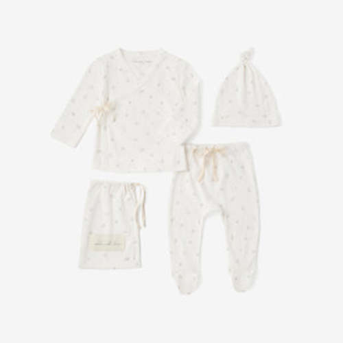 White Floral Organic Cotton Pointelle Layette 2 Pc Gift Set – Elegant Baby