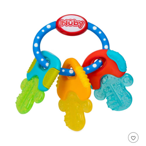 Nuby Ice Gel Teether Keys - Silicone Soothing Baby Teether Toys for Infants - Gentle for Sore Gums Colorful and Fun Toys - Safe and Durable Infant Baby Teething Toy - Blue