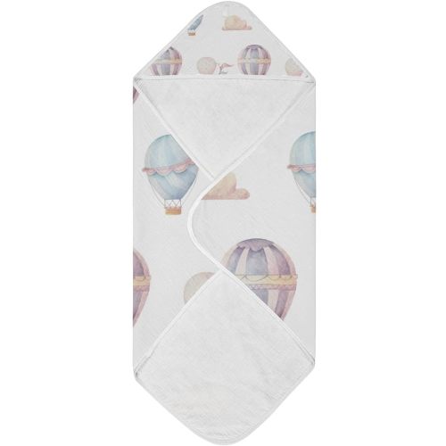 Watercolor Hot Air Balloon Baby Towel Ultra Soft Hooded Towels for Babies - Ultra Absorbent Cotton Bath Towels 30x30 Inch