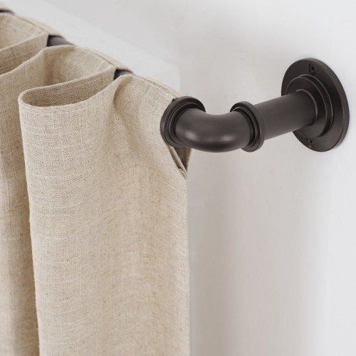 Mode Industrial Room Darkening Collection 1 1/8 in Diameter Curtain Rod Set with Steel Wall Mounted Adjustable, Blocks Light & Reviews | Wayfair