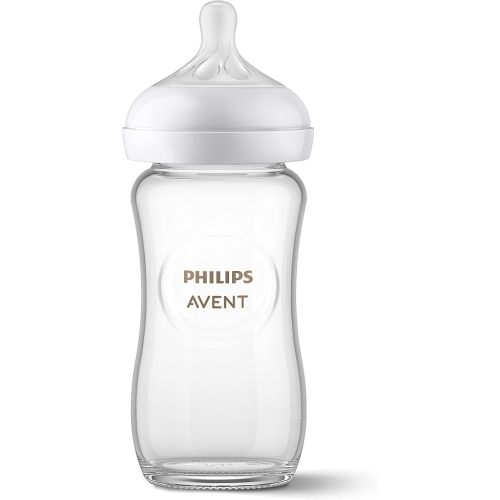 Philips AVENT Glass Natural Baby Bottle with Natural Response Nipple, Clear, 8oz, 1pk, SCY913/01