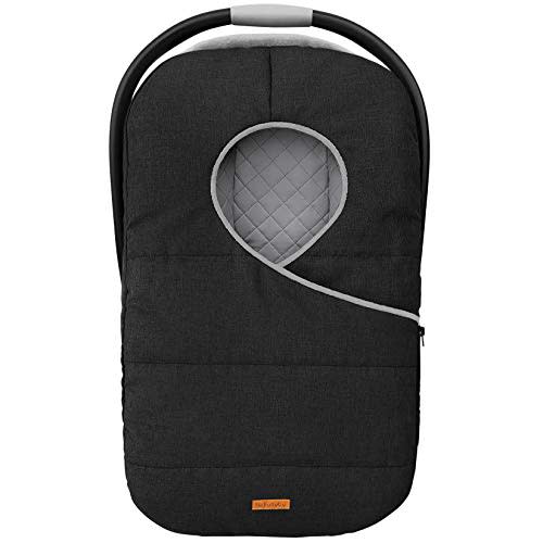 liuliuby Winter Baby Car Seat Cover - Cold Weather Insulated Carseat Bunting Bag/Blanket Accessories for Newborn & Infant - Keeps Babies Warm and Cozy - Carrier Canopy for Boys & Girls (Black)
