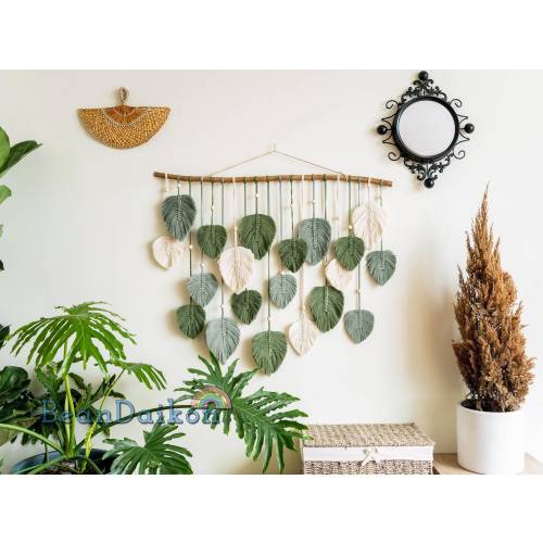 Large Green Leaves Headboard, Above Bed Decor, Safari Unique Gift, Jungle Nursery Decor, Boho Living Room, Plant Lover, Christmas Gifts L03
