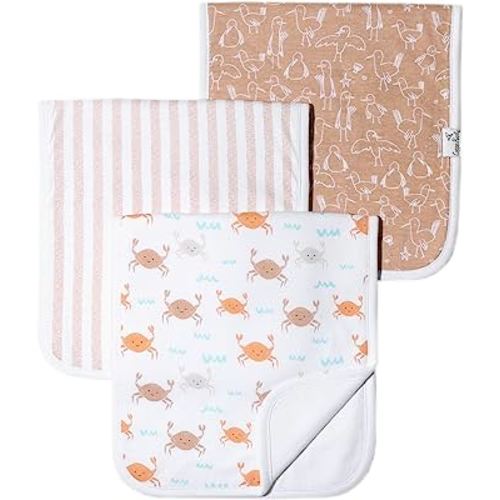 Copper Pearl Baby Burp Cloth Large 21''x10'' Size Premium Absorbent Triple Layer 3-Pack Gift Set Tide