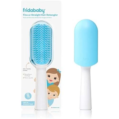Frida Baby Fine or Straight Hair Detangling Hair Brush for Kids, Detangles Knots Without Tears or Breakage, Comb Teeth and Bristle Design