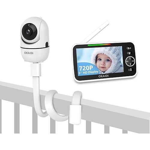 5" HD Baby Monitor with Mount, 720P Display Baby Monitor, 5000mAh Battery, Baby Monitor Mount for OD8050/OD8052/OD8051, Baby Camera Stand, Remote Pan-Tilt, 3X Zoom, Baby Monitor No WiFi