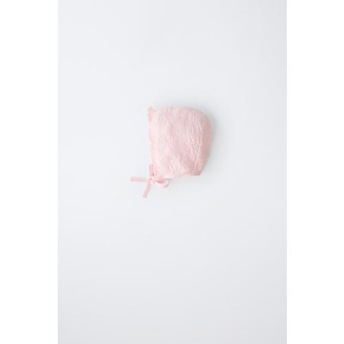 COTTON AND SILK KNIT BONNET - Pastel pink | ZARA United States